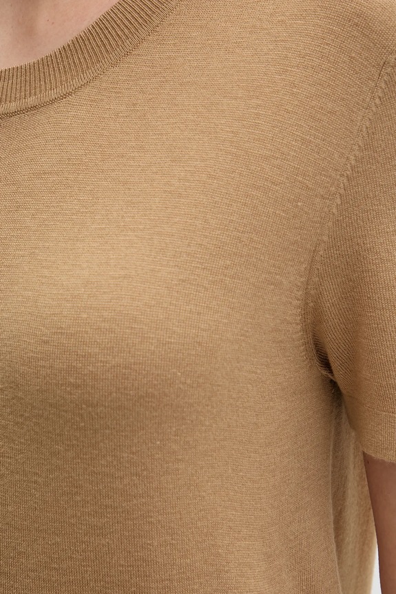 T-shirt με μετάξι United Colors of Benetton 1ZRED10BK μπεζ