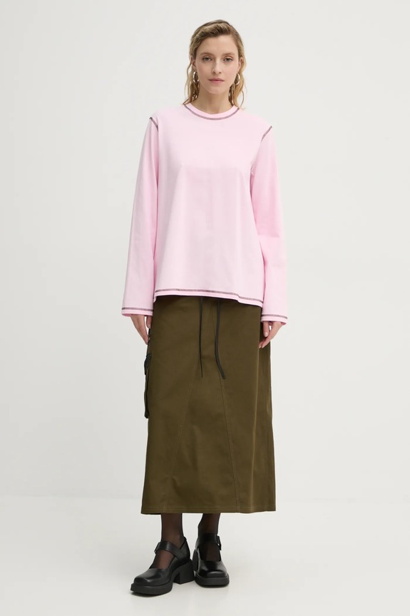 Résumé longsleeve bawełniany CamRS 222301210 różowy AW24