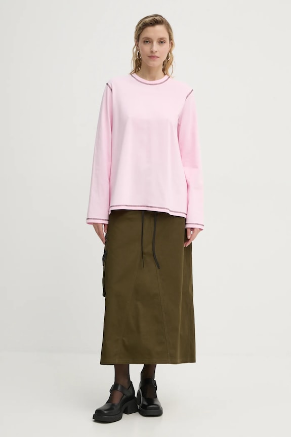Résumé longsleeve bawełniany CamRS 222301210 różowy AW24