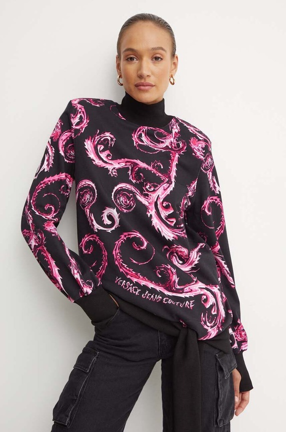 Bavlněná mikina Versace Jeans Couture bez kapuce černá 77HAO9A2.FS171