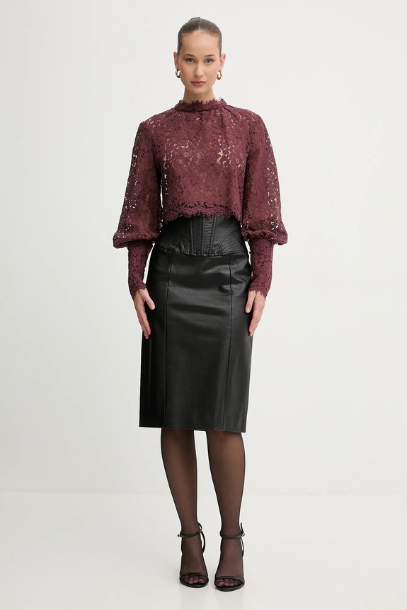 Bardot bluză LACE GEORGIA 57501TB burgundia SS26