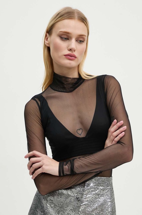 Μπλουζάκι GOD SAVE QUEENS ELA HIGH-NECK TOP slim μαύρο GSQ.21.330