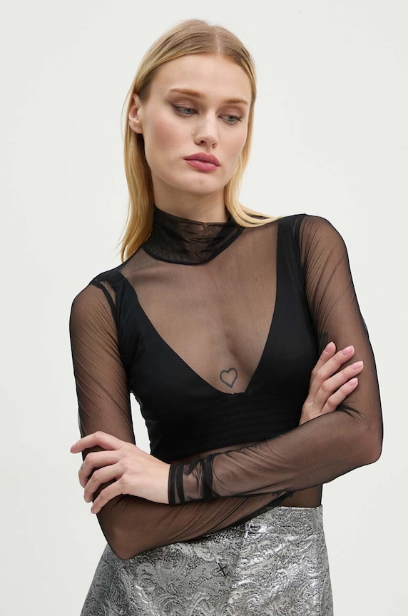 Μπλουζάκι GOD SAVE QUEENS ELA HIGH-NECK TOP slim μαύρο GSQ.21.330