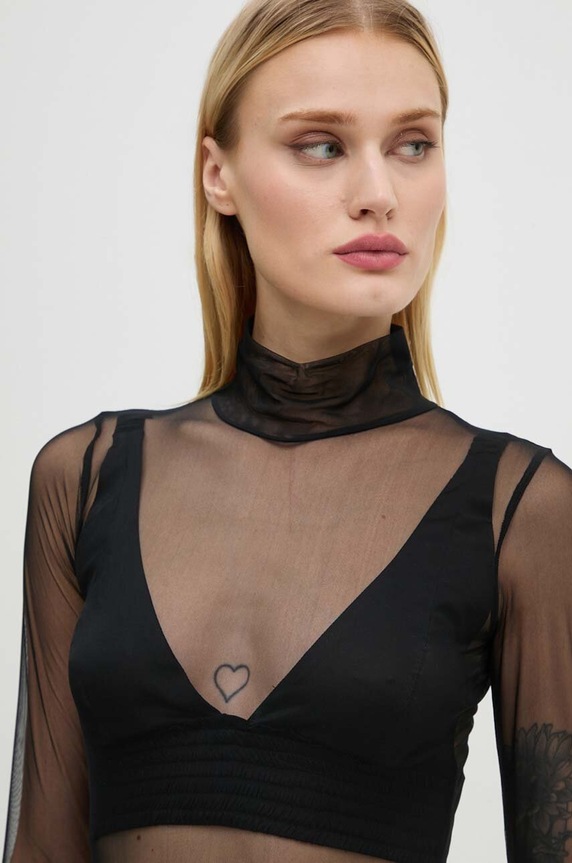 Μπλουζάκι GOD SAVE QUEENS ELA HIGH-NECK TOP μαύρο GSQ.21.330