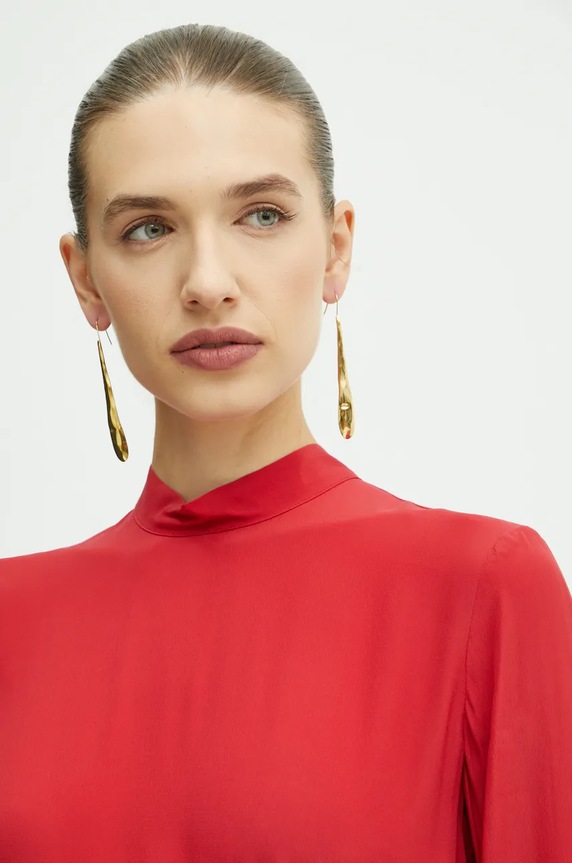 Twinset bluzka z domieszką jedwabiu 242TT2341 czerwony AW24
