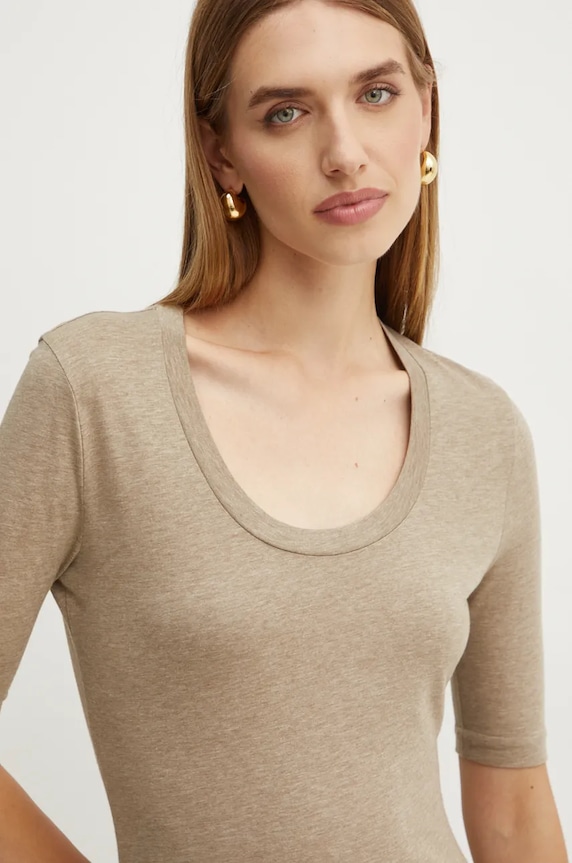BOSS tricou din lana melanj bej 50524491