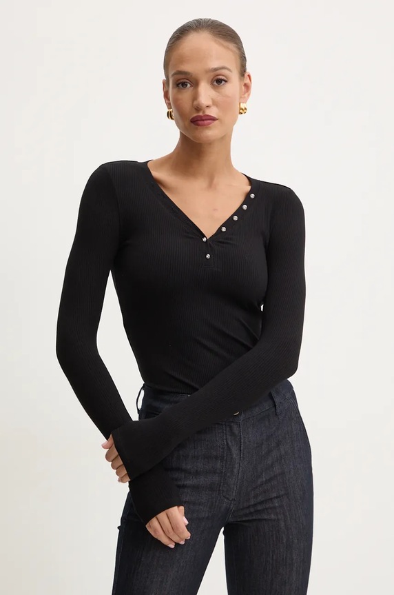 Guess longsleeve KYLA z elastanem czarny W4BP51.KBCO2