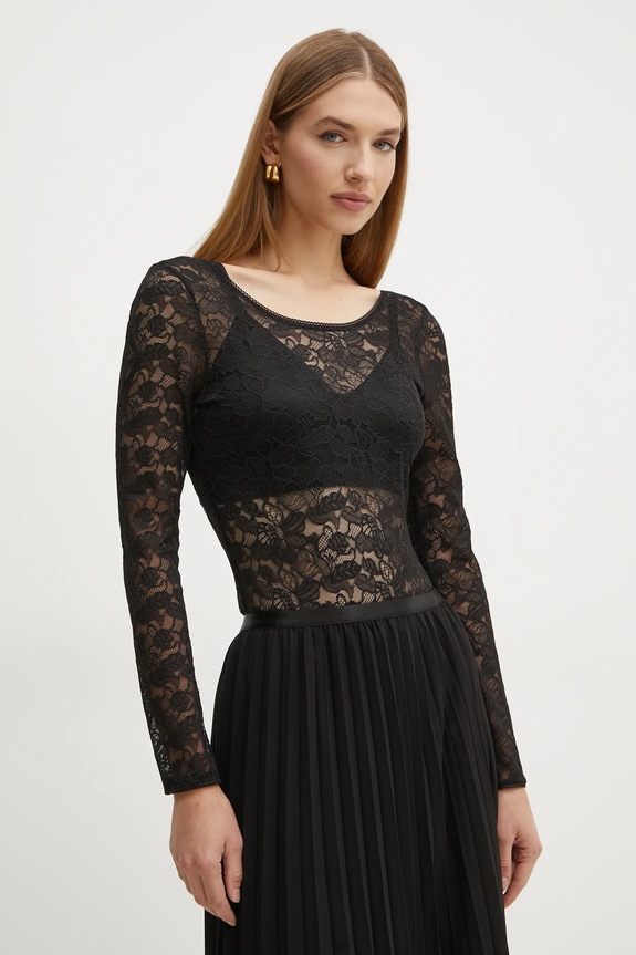 Morgan longsleeve din amestec de lana TLACE uni negru TLACE