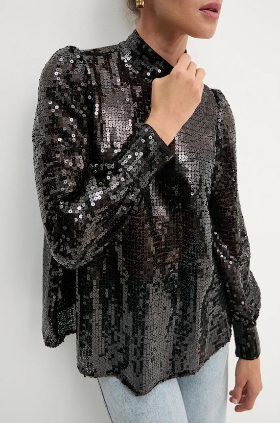 AllSaints bluzka z elastanem czarny W032PB