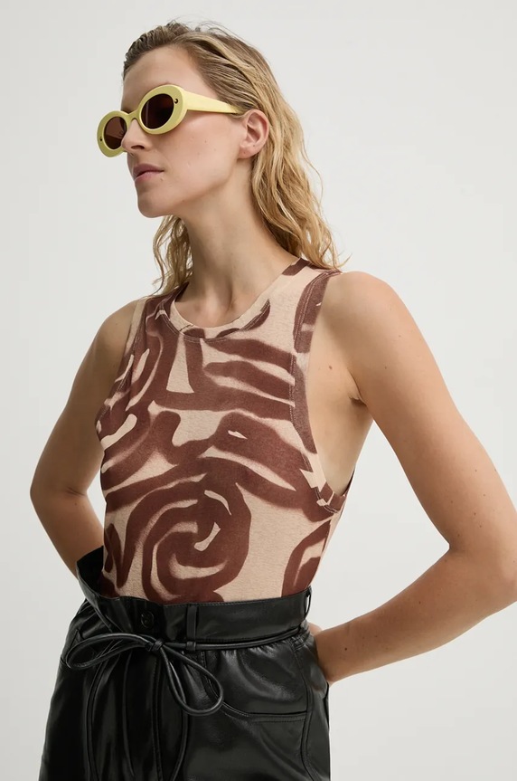 Top Nanushka ANNEKE slim hnědá NW24PFTP14615