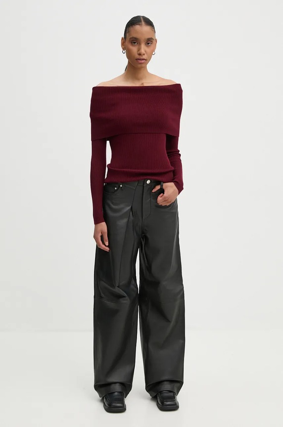 Vlněný svetr A.L.C. Evelyn 7SWTP00623 burgundské AW24