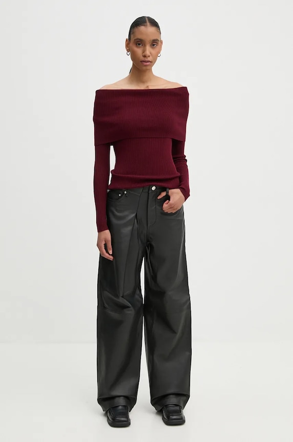 Vlněný svetr A.L.C. Evelyn 7SWTP00623 burgundské AW24