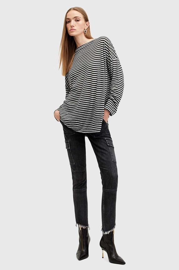 AllSaints bluzka RITA STRIPE TEE szary W003JY