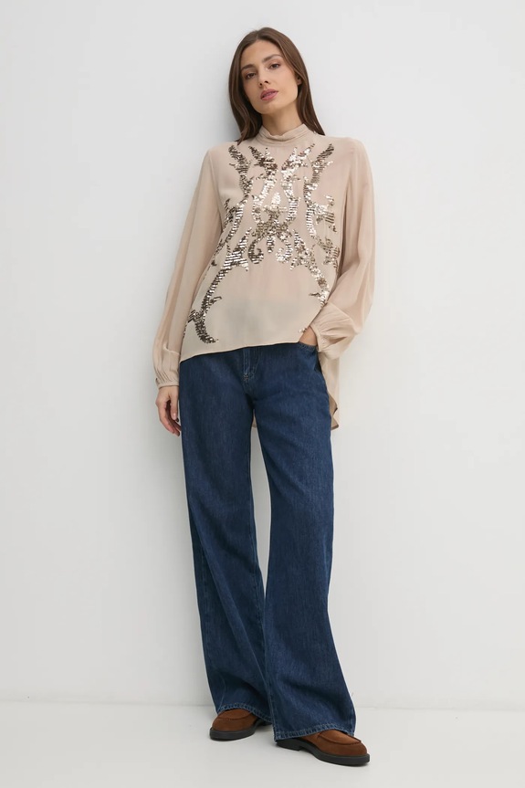 Μπλουζάκι Hoss Intropia 6288727 μπεζ AW24