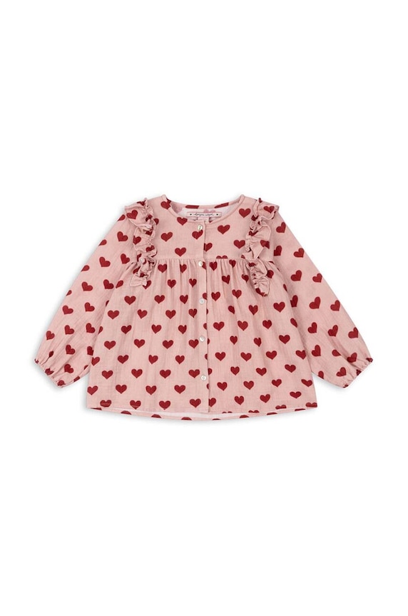 Konges Sløjd gyerek blúz pamutból COCO FRILL SHIRT GOTS KS101462 rózsaszín AW24
