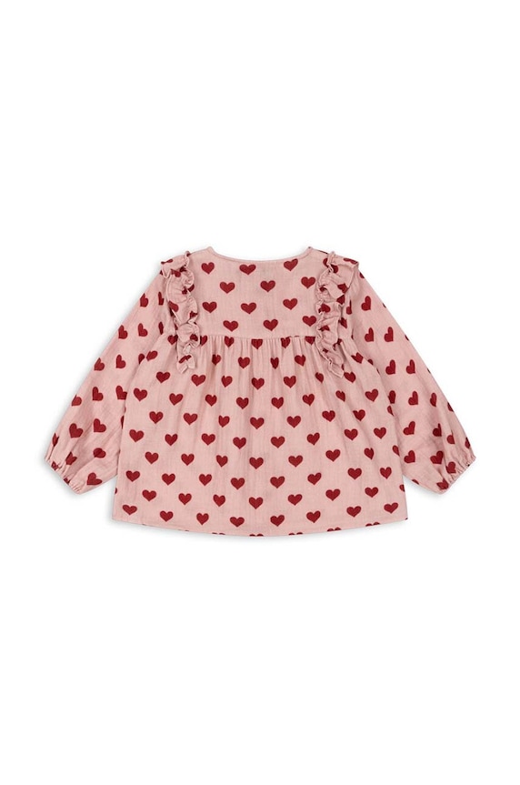 Lány Konges Sløjd gyerek blúz pamutból COCO FRILL SHIRT GOTS KS101462 rózsaszín