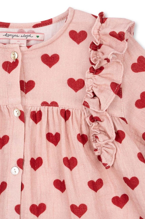 Konges Sløjd gyerek blúz pamutból COCO FRILL SHIRT GOTS rózsaszín KS101462