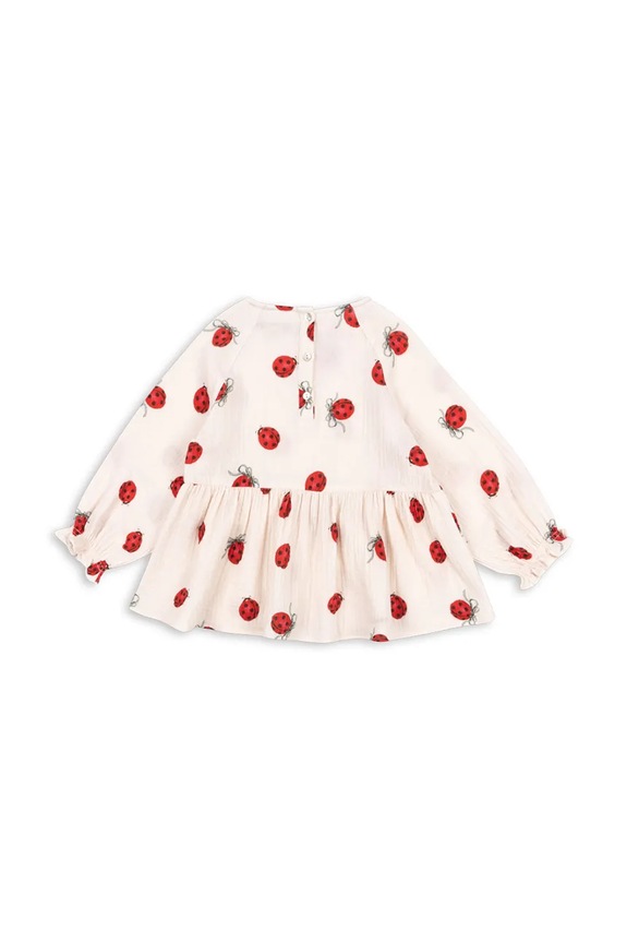 Dziewczynka Konges Sløjd bluzka bawełniana dziecięca COCO LADYBUG BLOUSE GOTS KS102212 beżowy