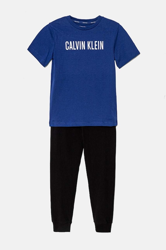 Pamučna pidžama Calvin Klein Underwear komplet plava B70B700502.9BYH