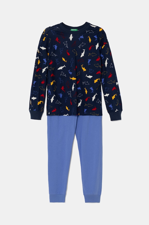 Dětské bavlněné pyžamo United Colors of Benetton sada námořnická modř 32K60P07I.G.Seasonal