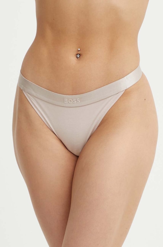 BOSS stringi STRING BEA dzianina beżowy 50520398