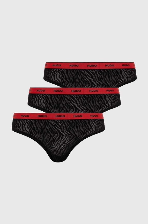 Σλιπ HUGO 3-pack πλεκτό ύφασμα μαύρο 50523826