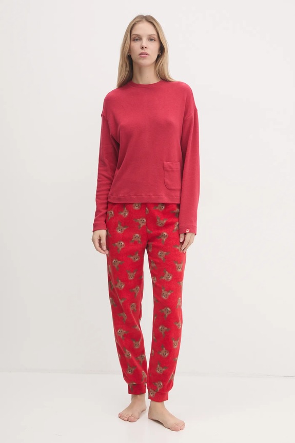 Pyžamové tričko s dlouhým rukávem United Colors of Benetton 3Q413M06F červená NC24