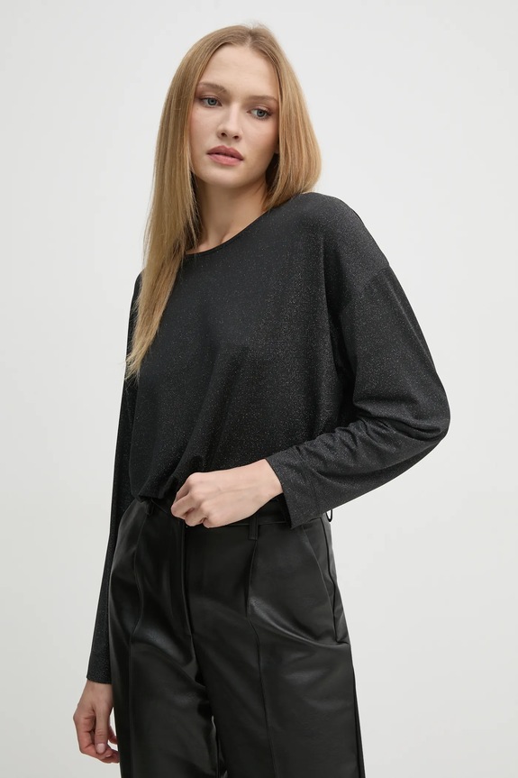 Tričko s dlhým rukávom United Colors of Benetton relaxed čierna 3NYW3M06W
