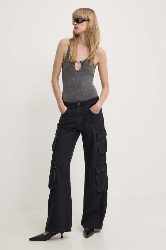 Diesel body UFBY-D-OVAL-COTTON-RIB-BODYSUIT A15365.0LKAR grigio AW24