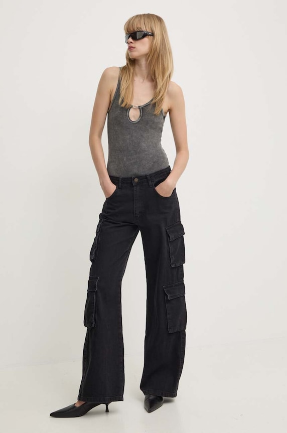 Diesel body UFBY-D-OVAL-COTTON-RIB-BODYSUIT A15365.0LKAR grigio AW24