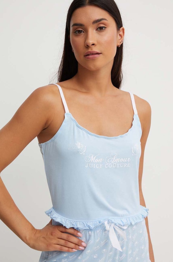 Pyžamový top Juicy Couture CHERUB EMMANUEL FRILLED VEST vrchní modrá JCLPT224508.134