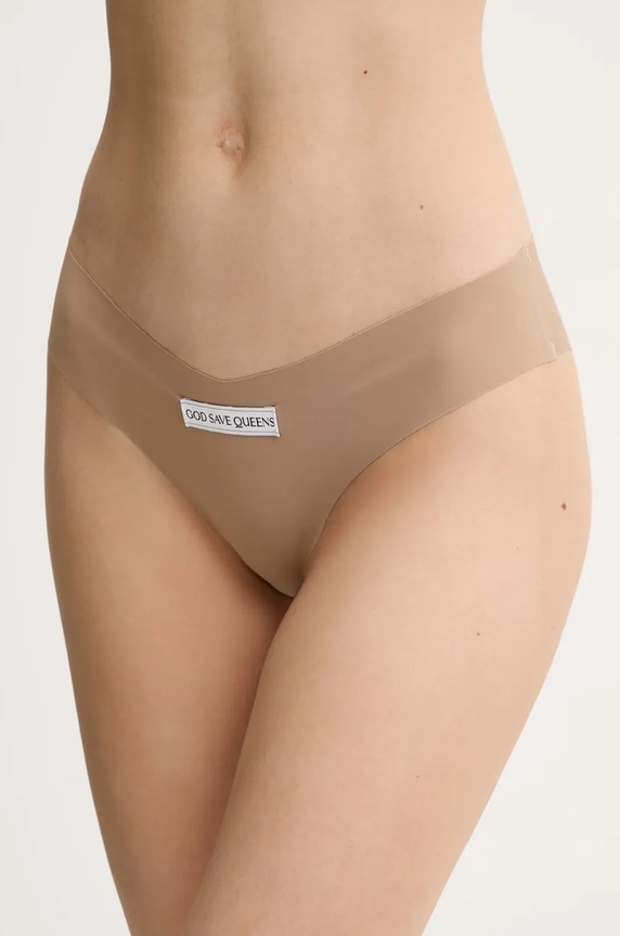 GOD SAVE QUEENS μπραζίλ Γυναικείο SECOND SKIN PANTY CHEEKY πλεκτό ύφασμα μπεζ GSQ.135.121