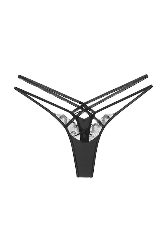 Στρινγκ GOD SAVE QUEENS STARDUST THONG GSQ.121.128.B μαύρο