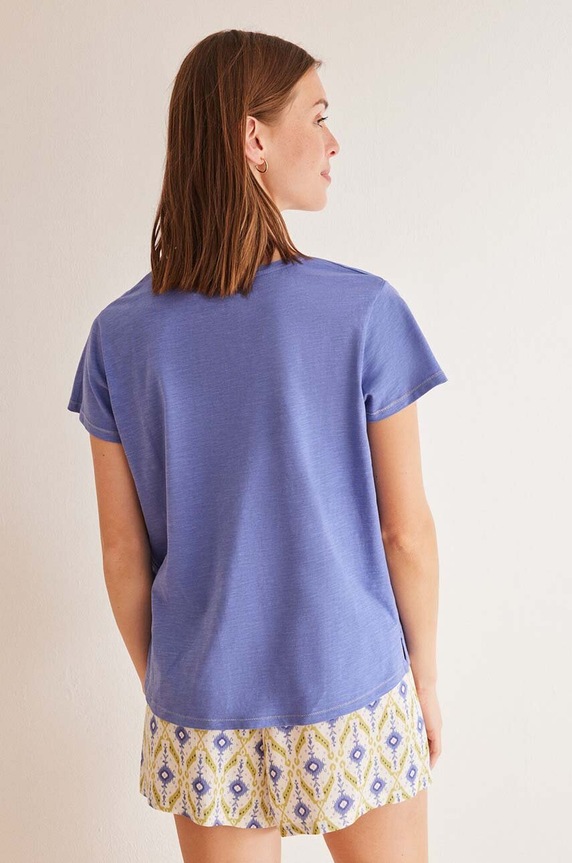 Îmbrăcăminte women'secret tricou de pijama din bumbac MIX AND MATCH CALA 3278389 albastru