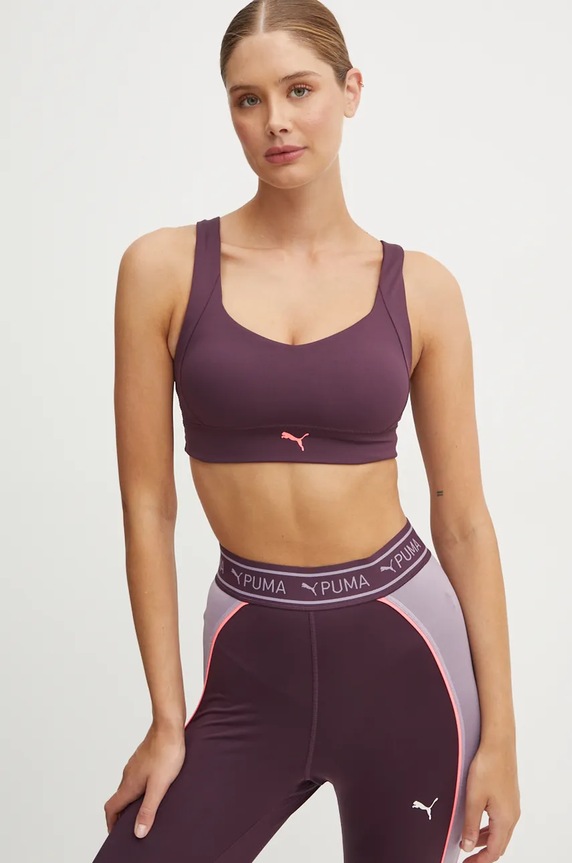 Puma sportmelltartó PWR Sculpting melltartó merevítő nélkül burgundia 525765