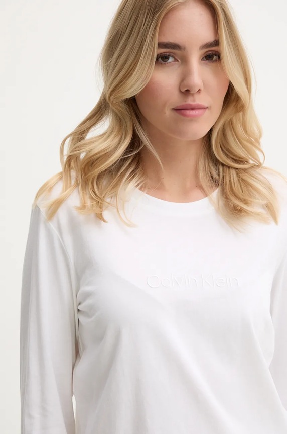 Calvin Klein Underwear longsleeve bawełniany lounge biały 000QS7332E