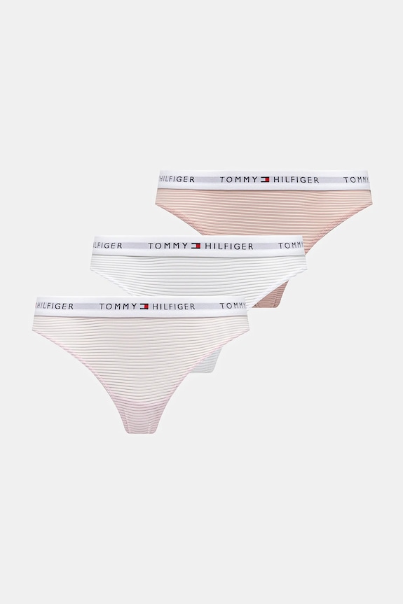 Στρινγκ Tommy Hilfiger 3-pack πλεκτό ύφασμα λευκό UW0UW05532