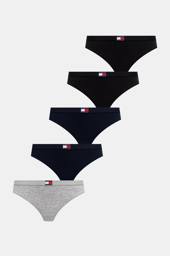 Tommy Hilfiger tangá dámske bavlnené s elastanom 5-pak tmavomodrá UW0UW05642