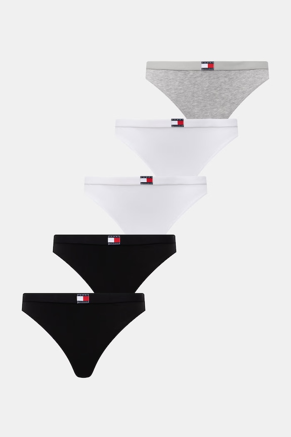 Tommy Hilfiger tangá dámske bavlnené s elastanom 5-pak čierna UW0UW05642