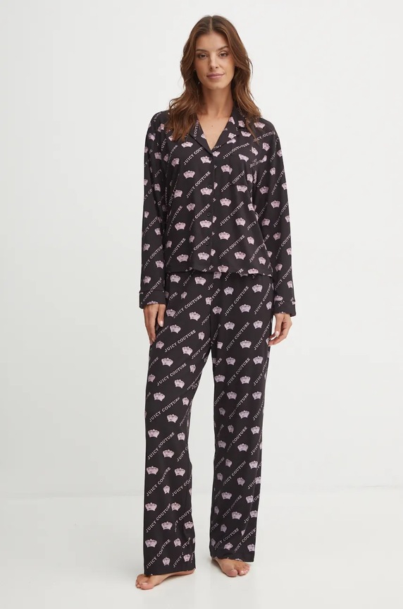 Juicy Couture koszula piżamowa ESTELLE PYJAMA TOP JCLPT224503.703 czarny AW24