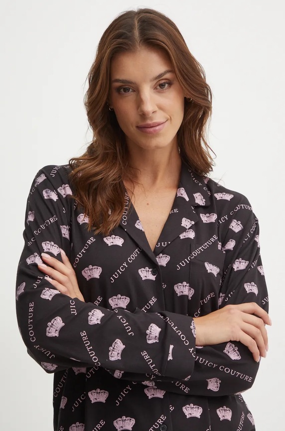 Juicy Couture koszula piżamowa ESTELLE PYJAMA TOP czarny JCLPT224503.703