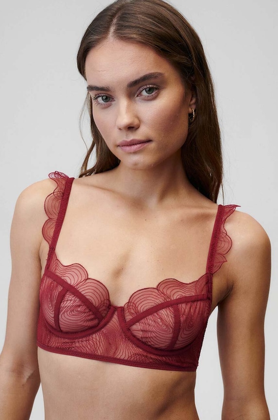 Undress Code sutien Bliss Bra cu balene burgundia 721UC