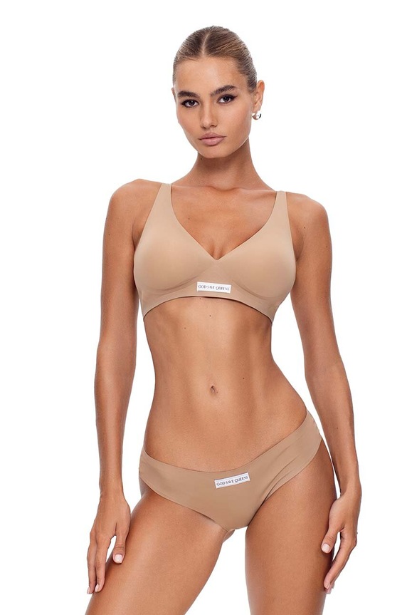 Brazilian στρινγκ GOD SAVE QUEENS SECOND SKIN BRIEF πλεκτό ύφασμα μπεζ GSQ.138.127