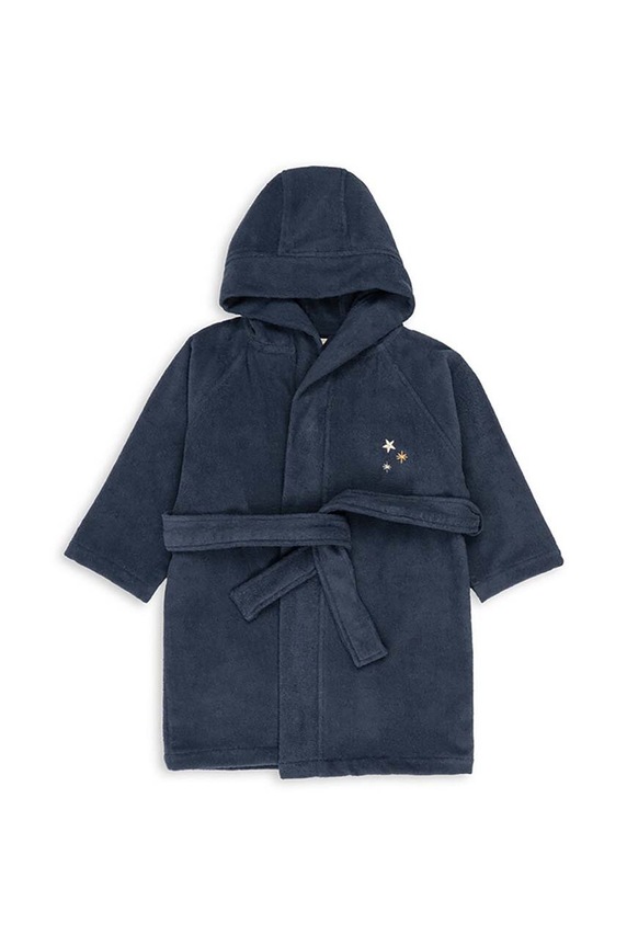 Pamučni kućni ogrtač za bebe Konges Sløjd TERRY BATHROBE GOTS print mornarsko plava KS101706