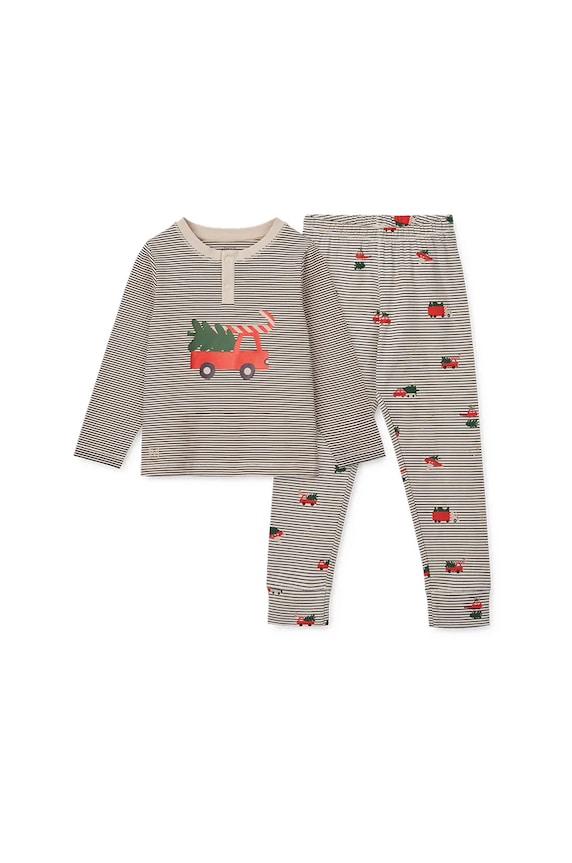 Детская хлопковая пижама Liewood Wilhelm Printed Pyjamas Set комплект тёмно-синий LW19854