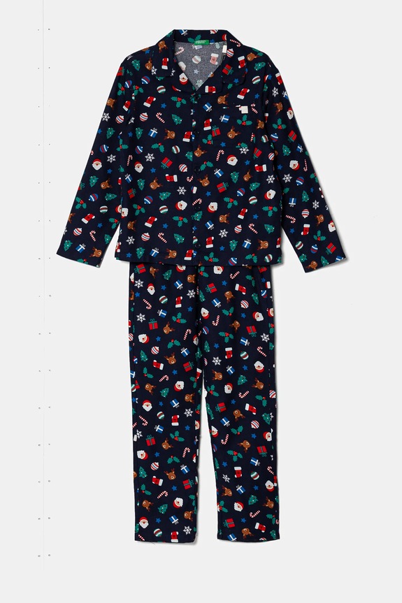 Πιτζάμα United Colors of Benetton σετ σκούρο μπλε 4XPR0P008.G.Seasonal