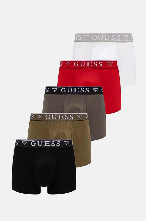 Guess bokserki męskie bawełniane z elastanem 5-pack czerwony U4YG16.K6YW1