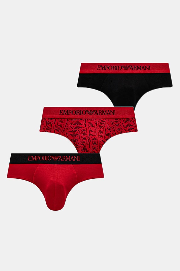 Emporio Armani Underwear slip in cotone stampa all-over rosso 111624.4F722