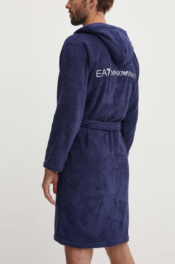 Odzież EA7 Emporio Armani szlafrok bawełniany CC792.904020.06935 granatowy