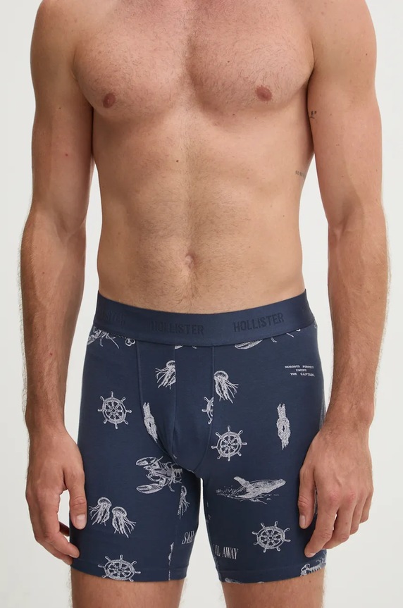 Boxerky Hollister Co. 3-pack pletenina modrá KI314.4020.118